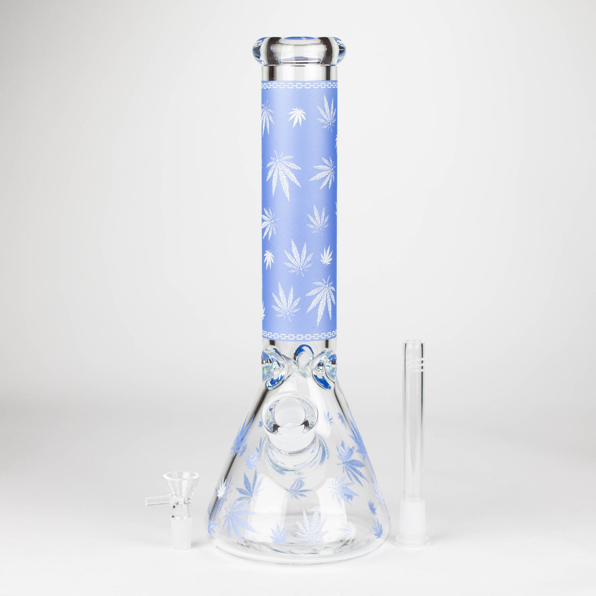 14" 7mm Leaf Design Grown In the Dark Water Bong Glass Bong Super Supplys Inc