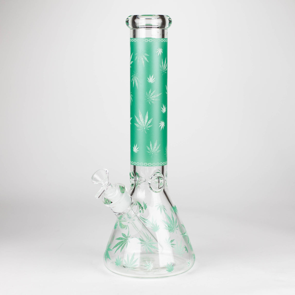 14" 7mm Leaf Design Grown In the Dark Water Bong Glass Bong Super Supplys Inc Green