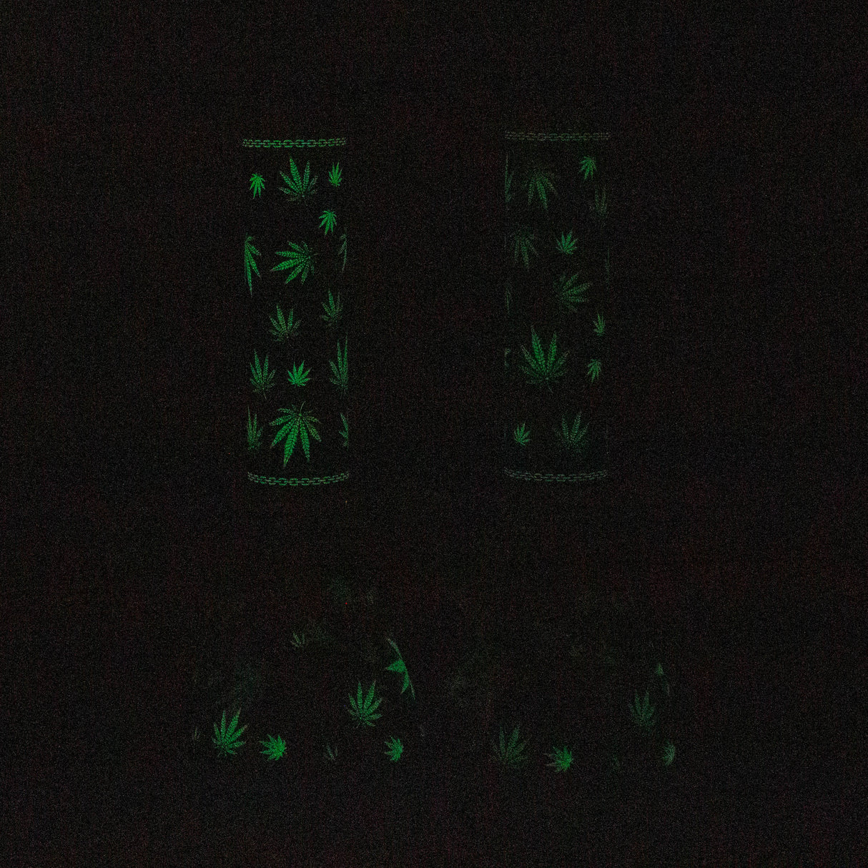 14" 7mm Leaf Design Grown In the Dark Water Bong Glass Bong Super Supplys Inc