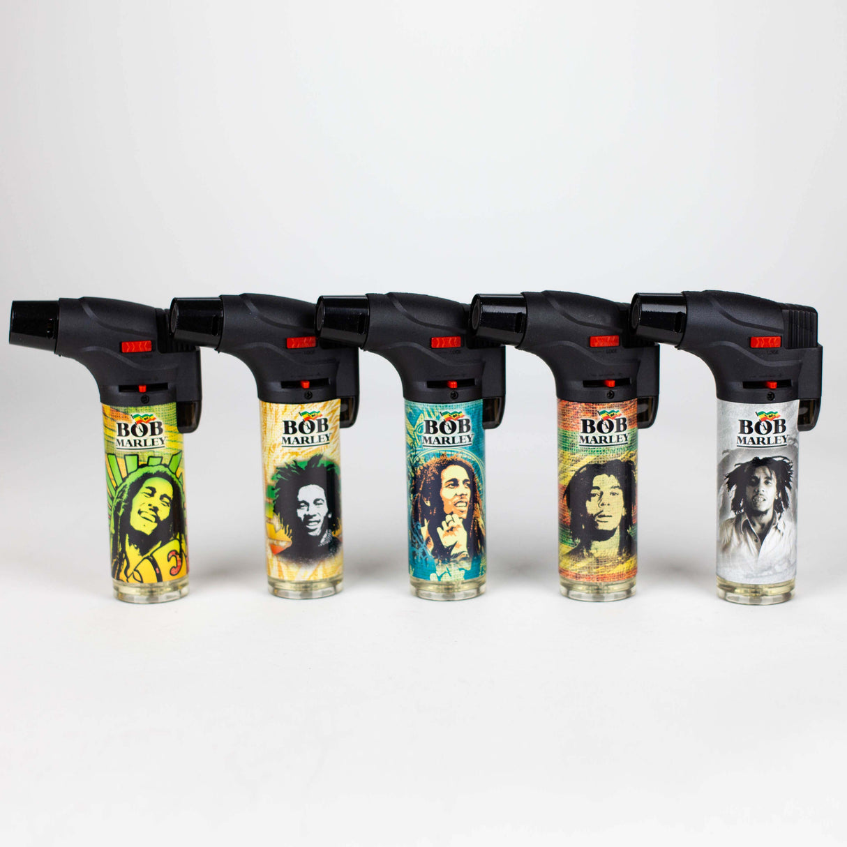 StriKo | Bob Marley Easy Grip single flame Refillable Torch lighter Display of 15 Torch BB Canada Design A