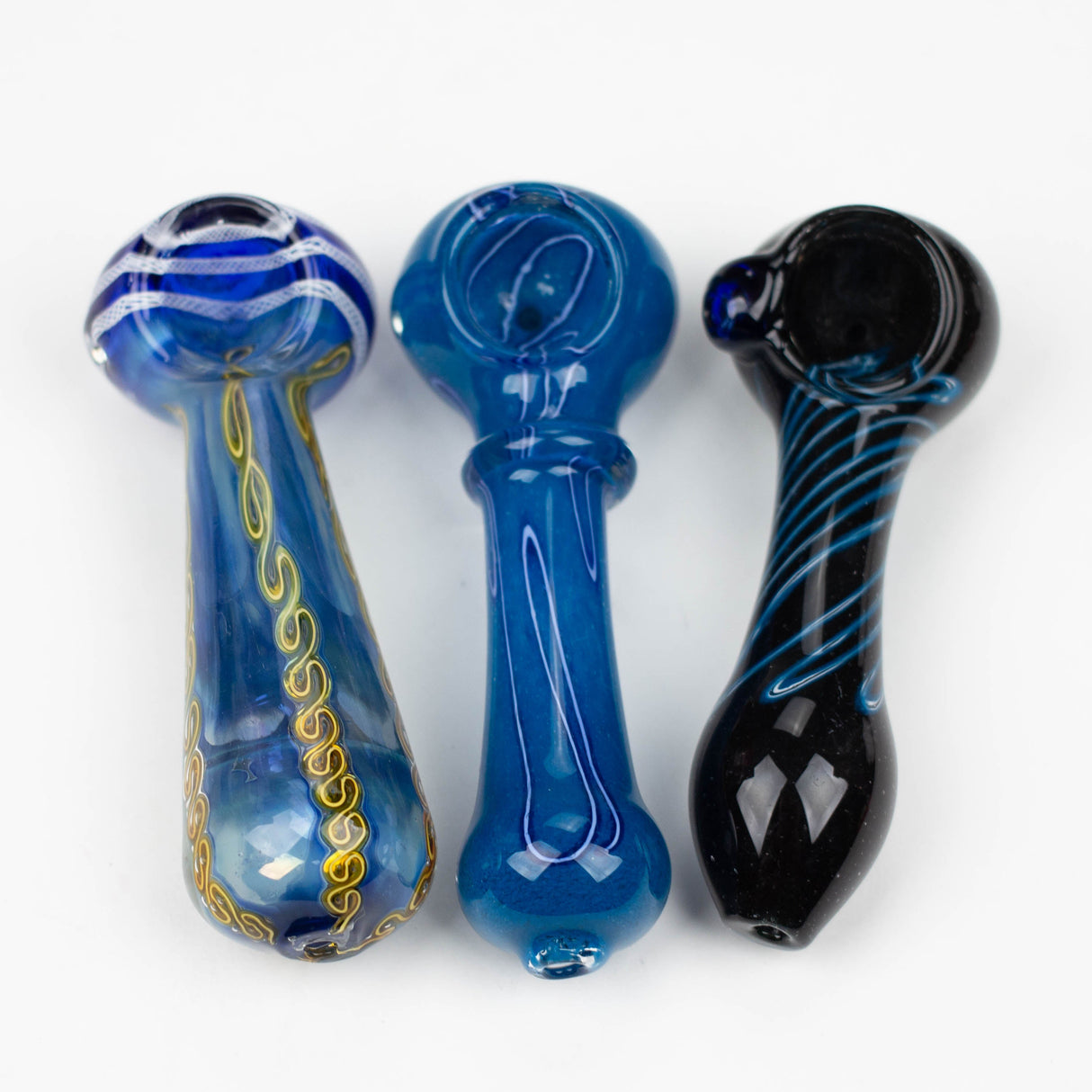 4.5” Assorted design Soft glass hand pipe Jar of 12 Glass Pipe Bongzie Smokes