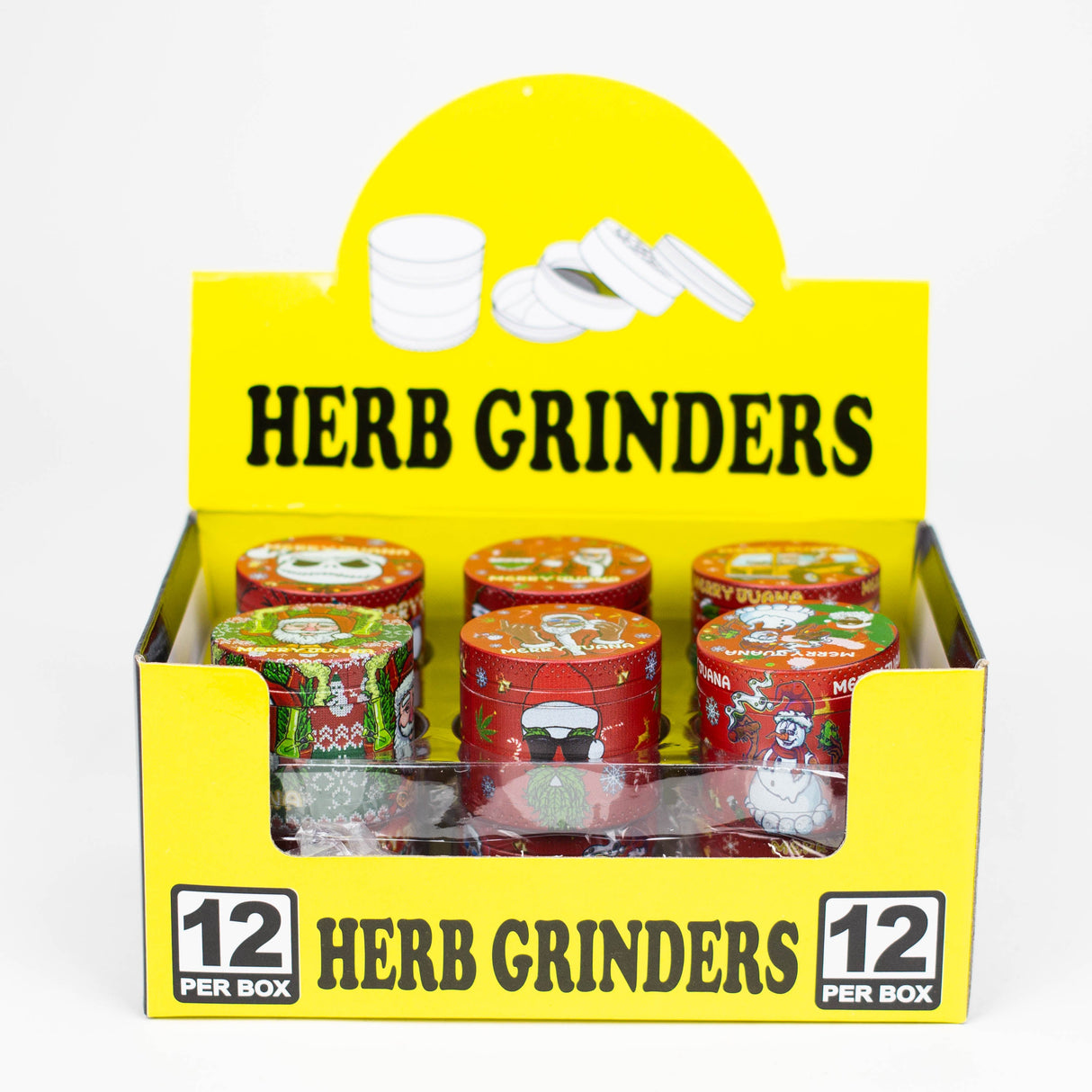 40*35mm Celebrate Design 4 Layers Zinc Grinder Box Of 12 Display Pack Super Supplys Inc