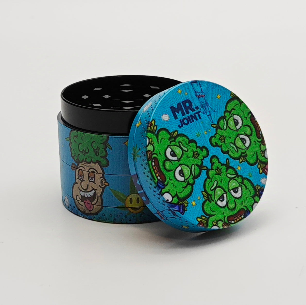 40*34mm 4 Layers Mr. Joint Leaf Design Metal Grinder Box Of 12 Display Pack Super Supplys Inc