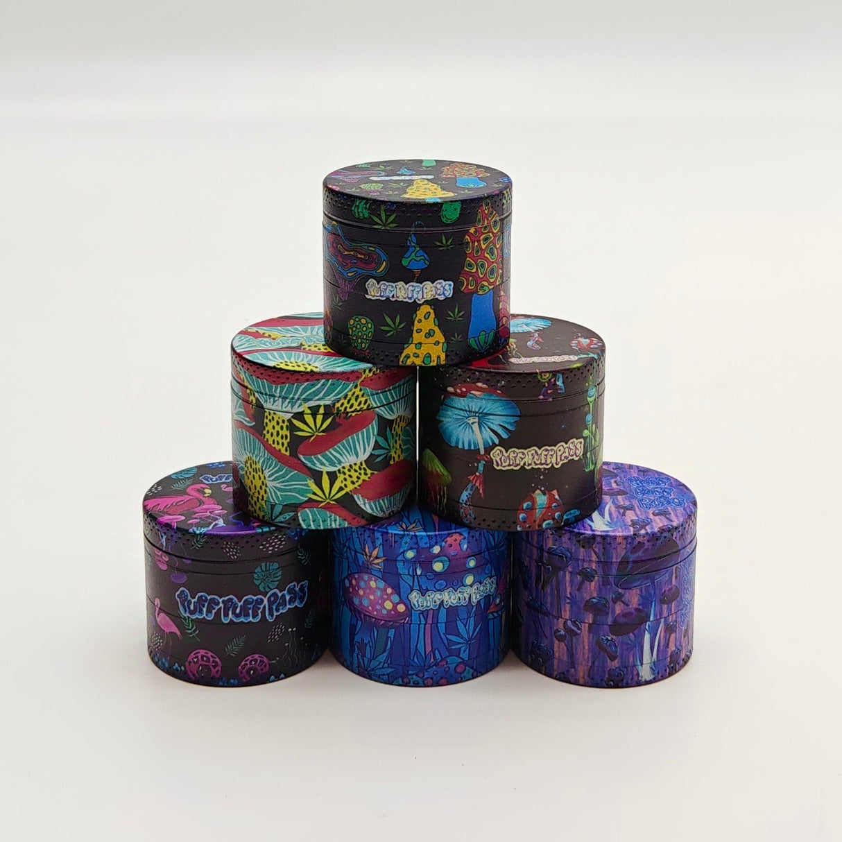 40*34mm 4 Layers Puff Mushroom Design Metal Grinder Box Of 12 Display Pack Super Supplys Inc