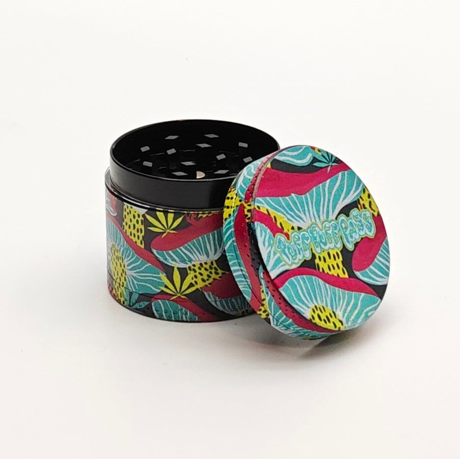 40*34mm 4 Layers Puff Mushroom Design Metal Grinder Box Of 12 Display Pack Super Supplys Inc