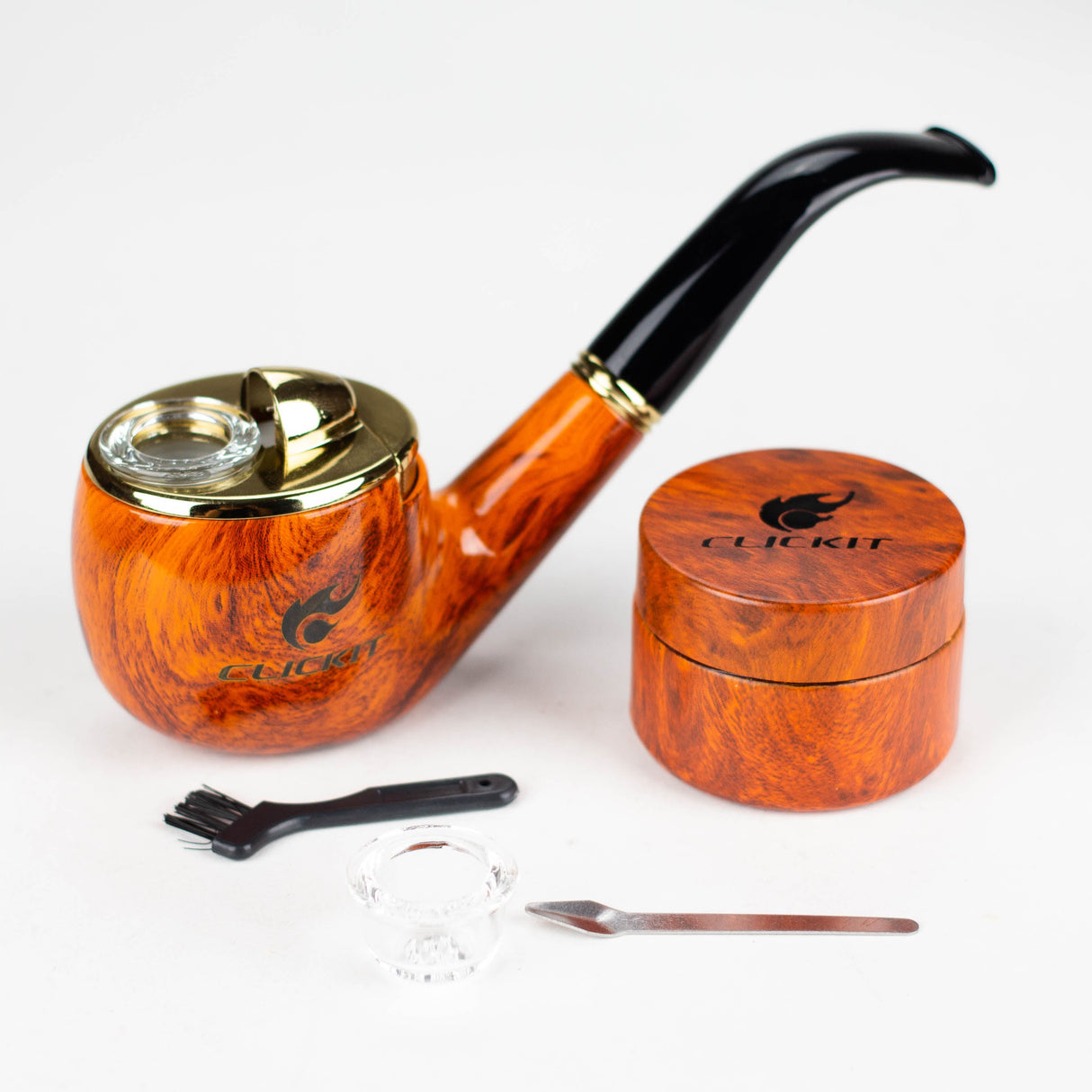 Click It | Gift Set Pipe Lighter & Container Wooden Pipe Canadian Distributor