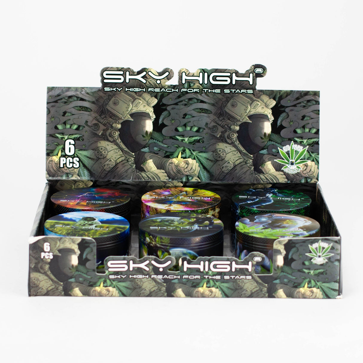 Z2.5" Metal Grinder 4 Layers with Astronaut Design Box of 6 Display Pack 777 Smoke