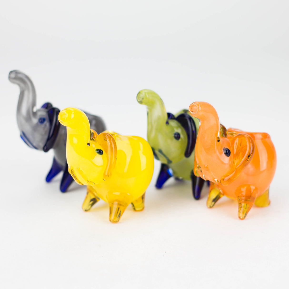 4.5” Assorted elephant Soft glass hand pipe Jar of 8 Glass Pipe Bongzie Smokes