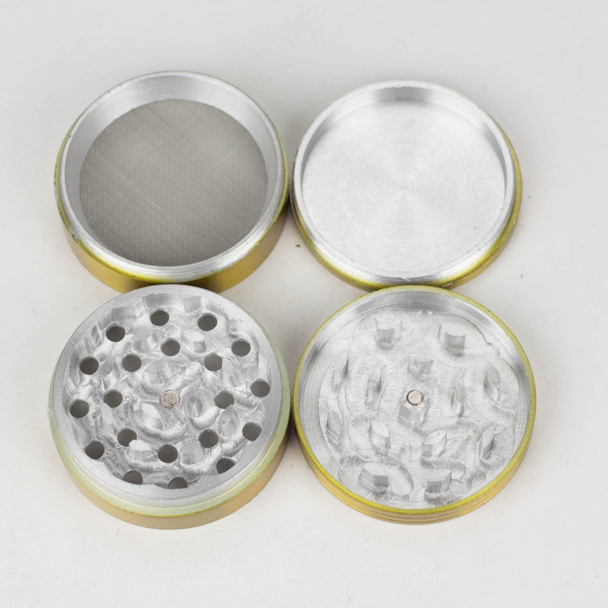 58mm 4 parts Mixed color aluminium grinder pack of 12 Display Pack Bongzie Smokes