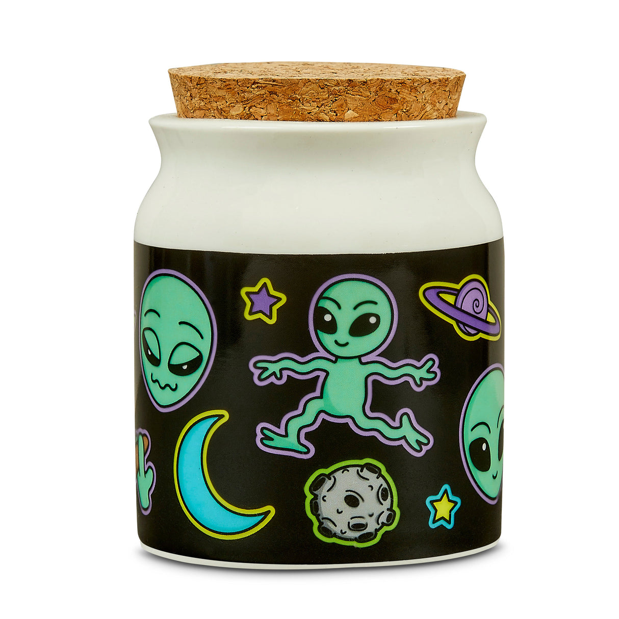 Mini Stash jar with Alien - Spaceship design in 12 pc display Jar Roast and Toast Gifts