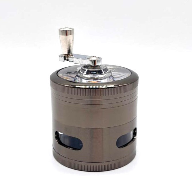 2.4" Hand Cranked Gunmetal Grinder 4 Pieces Box of 6 Display Pack NIBO Distribution