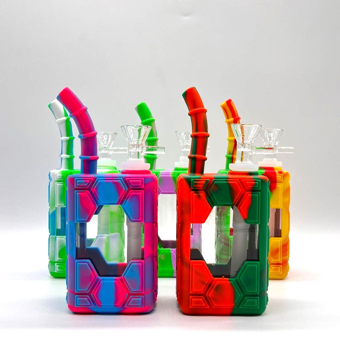 7" Silicone Juice Box bong-Assorted Color Resin · Silicone · Plastic Bong NIBO Distribution