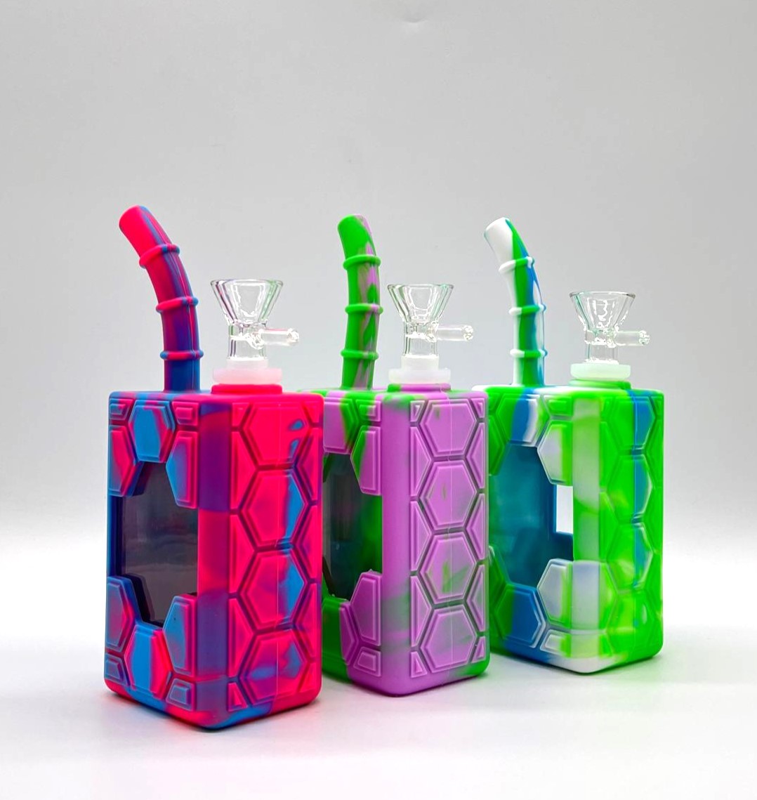7" Silicone Juice Box bong-Assorted Color Resin · Silicone · Plastic Bong NIBO Distribution