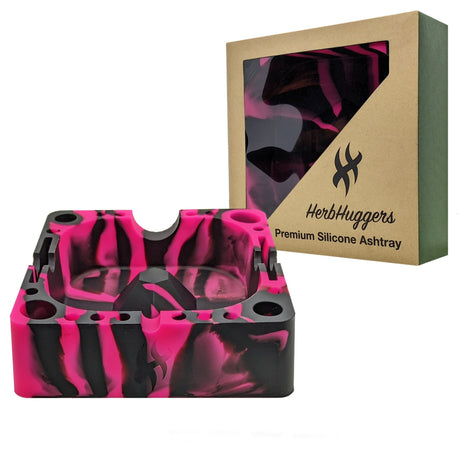 Herbhuggers | Premium Silicone Ashtray Featuring Center Tap Ash and Glassware Clearer with Accessory Organizing Slot Holders Silicone Ashtray Herbhuggers Stardust (Black