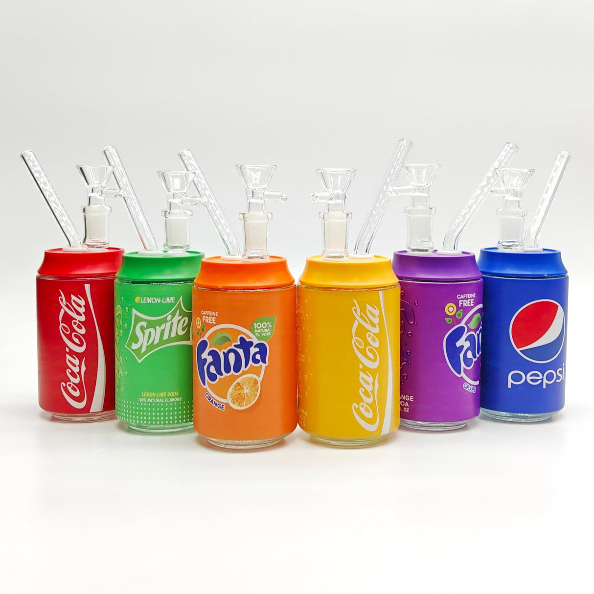 Soda Pop Stash Can Glass Pipe Assorted Designs Box of 6 Glass Bong Super Supplys Inc