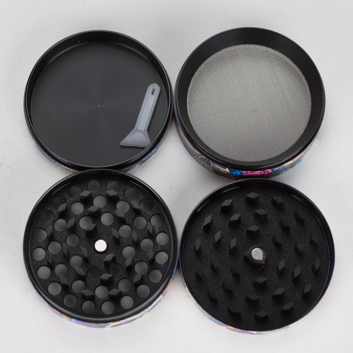 Z2.5" Metal Grinder 4 Layers with Rose Skull Design Box of 6 Display Pack 777 Smoke