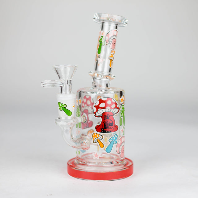 Z7" Color accented Glass Bong With Perc- Mushroom Design Glass Bong 777 Smoke