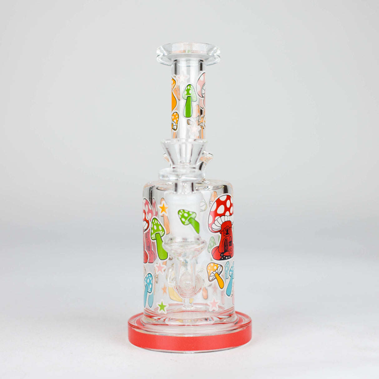 Z7" Color accented Glass Bong With Perc- Mushroom Design Glass Bong 777 Smoke