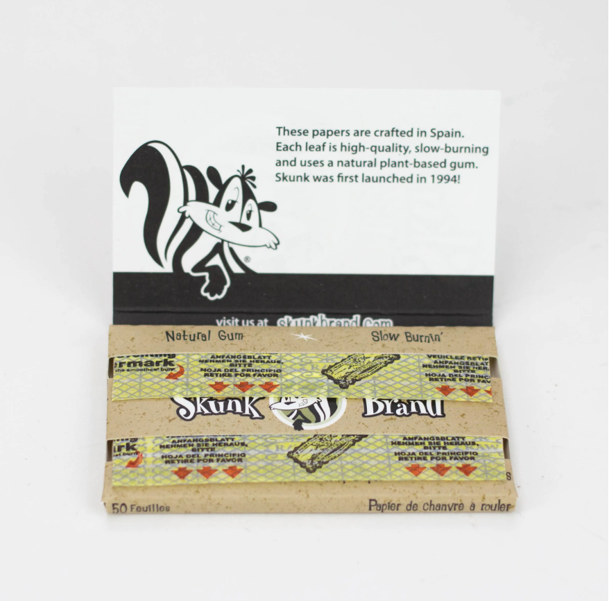 Skunk Brand | Hemp Rolling Papers Single Wide Box of 25 Single Wide Size NIBO Distribution