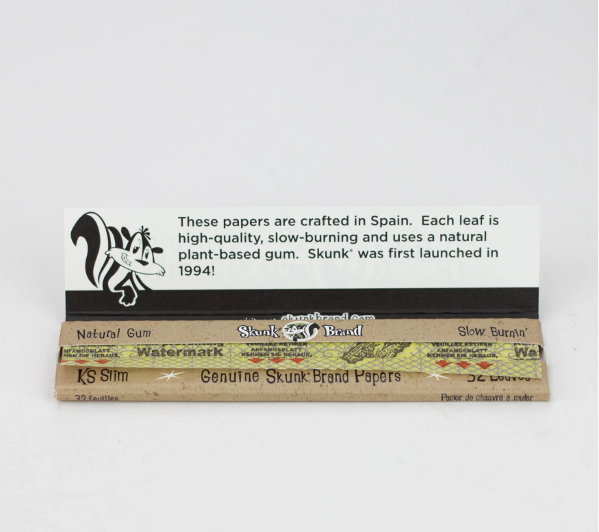Skunk Brand | Hemp Rolling Papers King slim Box of 50 King Size NIBO Distribution