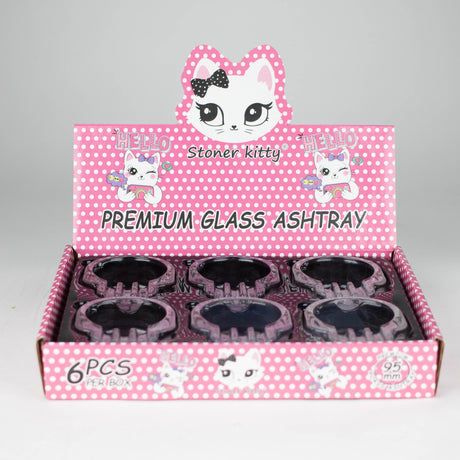 ZPremium glass kitten ashtray Box of 6 Glass Ashtray 777 Smoke