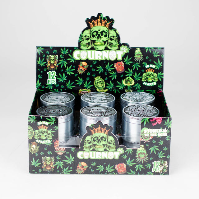 2" Metal Grinder Skull Design 4 Layers Box of 12 Display Pack 777 Smoke