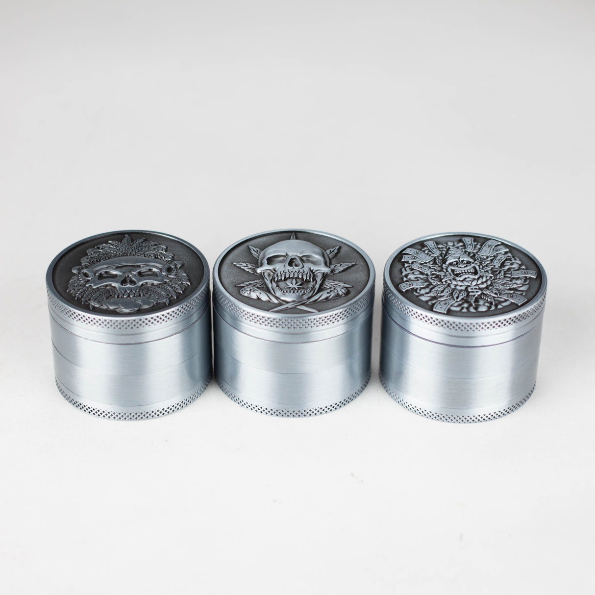 2" Metal Grinder Skull Design 4 Layers Box of 12 Display Pack 777 Smoke