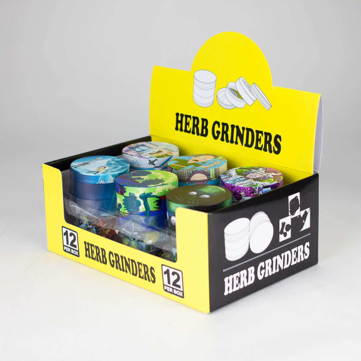 2.2" Metal Grinder 4 Layers with RM Design Box of 12 Display Pack 777 Smoke