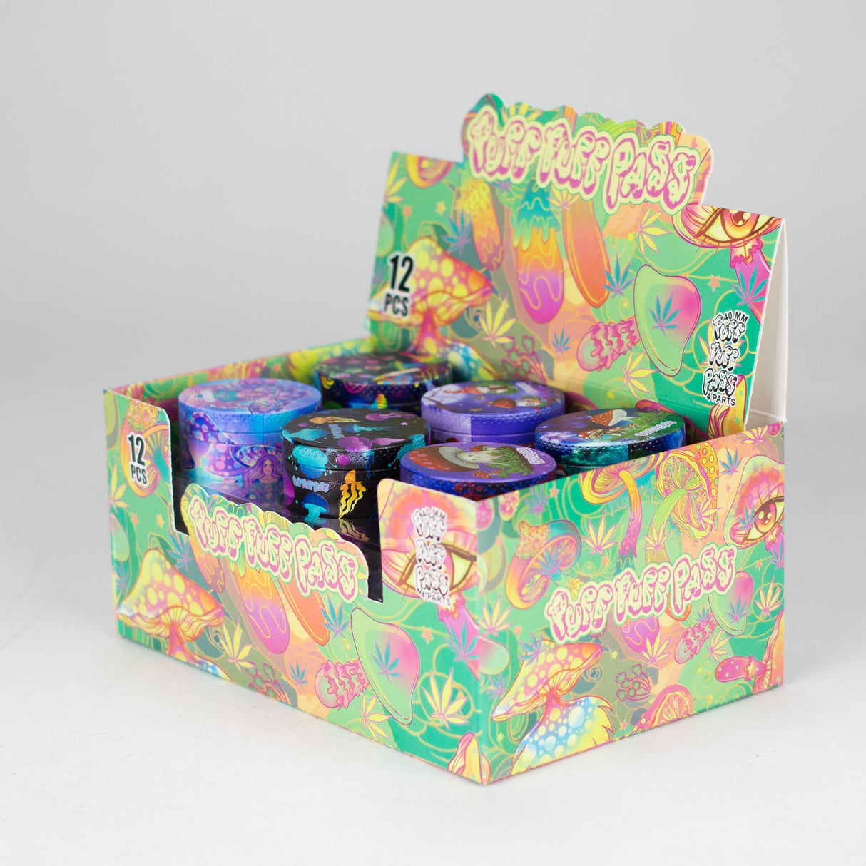 Z1.5" Metal Grinder 4 Layers with Fairytale Design Box of 12 Display Pack 777 Smoke