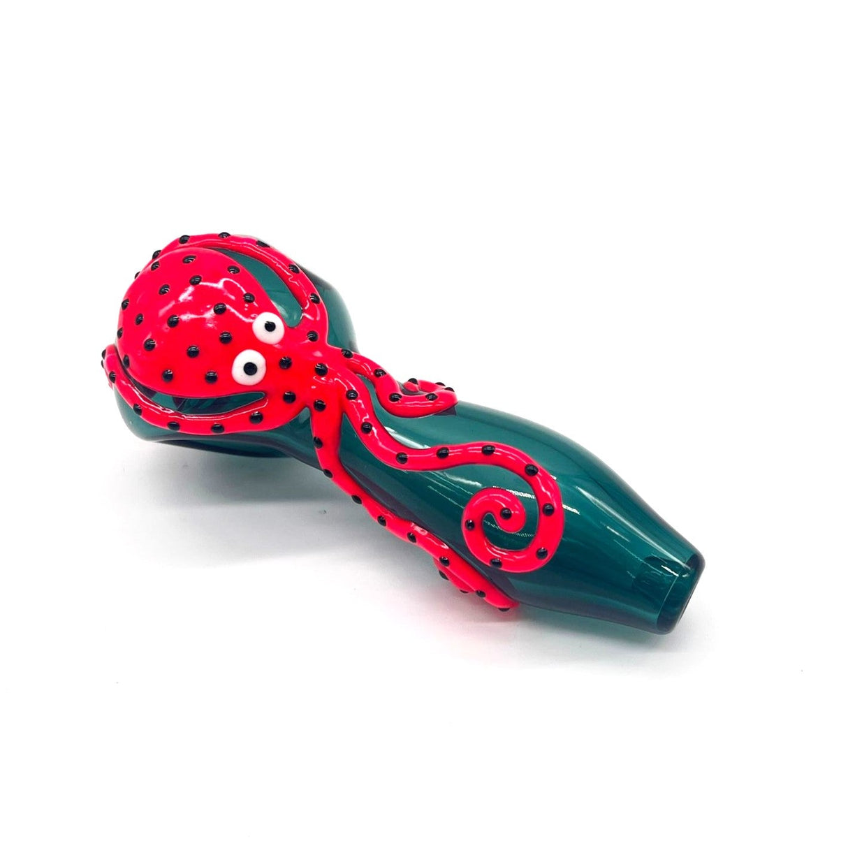 Octopus V2 Glow In The Dark Glass Smoking Spoon Hand Pipe Glass Pipe NIBO Distribution TEAL