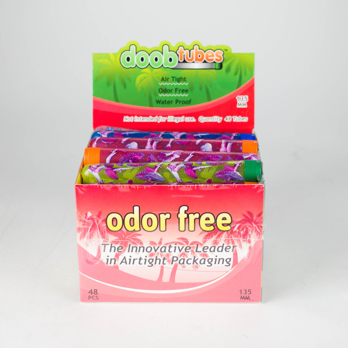 Odor Free Blunt Storage Tubes with Mushroom Design Box of 48 Tube 777 Smoke
