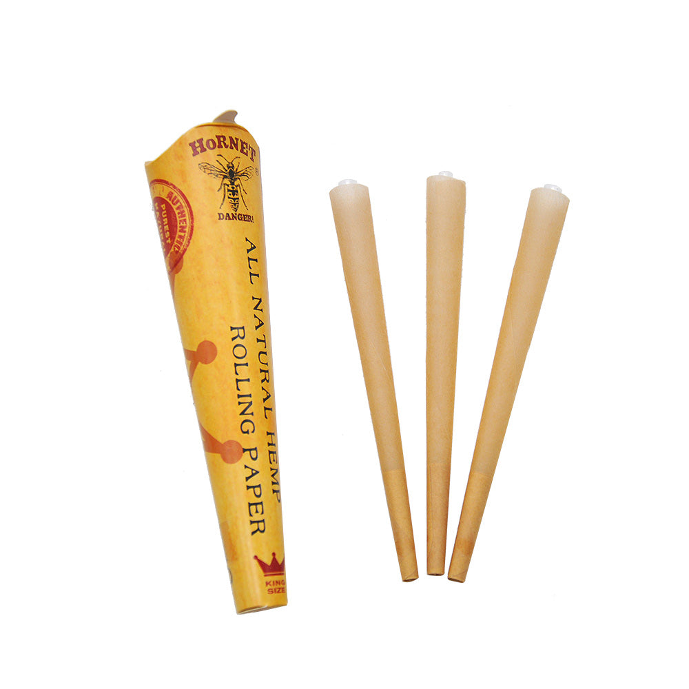 HORNET | King Size Natural Pre-Rolled Paper Cones 3 x 24CT Pre-rolled Cone (Display Pack) Super Supplys Inc