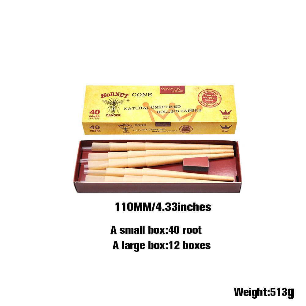 HORNET | Natural Unrefined King Size Pre Rolled Paper Cones Smoking 40 Pack Cone Pre-rolled Cone (Display Pack) Super Supplys Inc