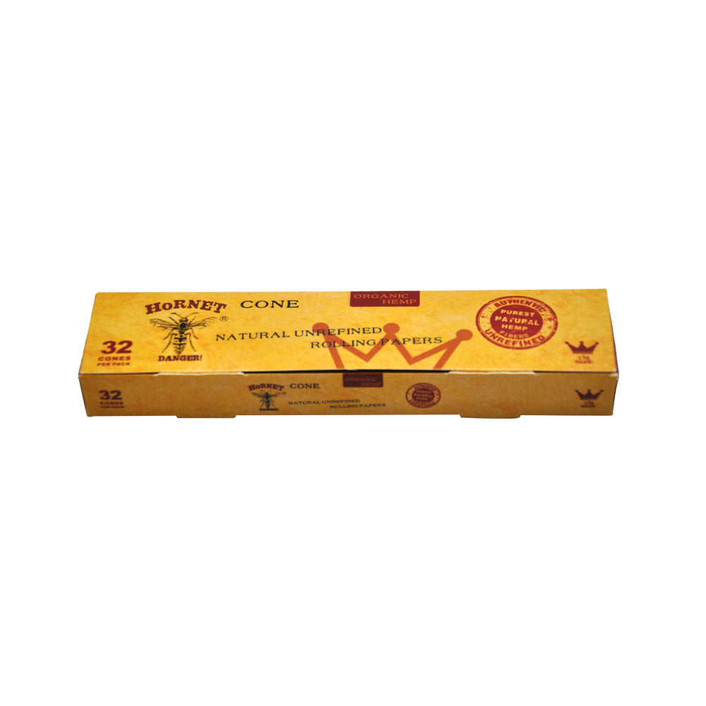 HORNET | Natural Unrefined 1-1/4 Size Pre Rolled Paper Cones Smoking 32 Pack Cone Pre-rolled Cone (Display Pack) Super Supplys Inc