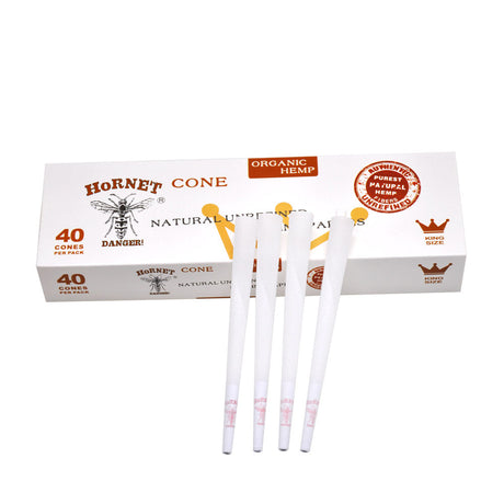 Hornet | Natural Unrefined King Size Pre Rolled Paper Cones Smoking White 40 Pack Cone Pre-rolled Cone (Display Pack) Super Supplys Inc