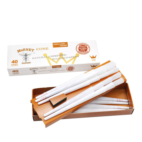 Hornet | Natural Unrefined King Size Pre Rolled Paper Cones Smoking White 40 Pack Cone Pre-rolled Cone (Display Pack) Super Supplys Inc