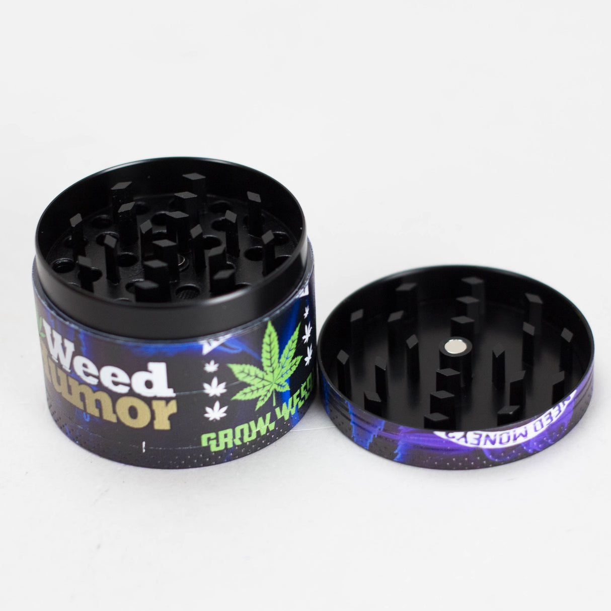 2" Metal Grinder 4 Layers with Weed Humor Design Box of 12 Display Pack 777 Smoke