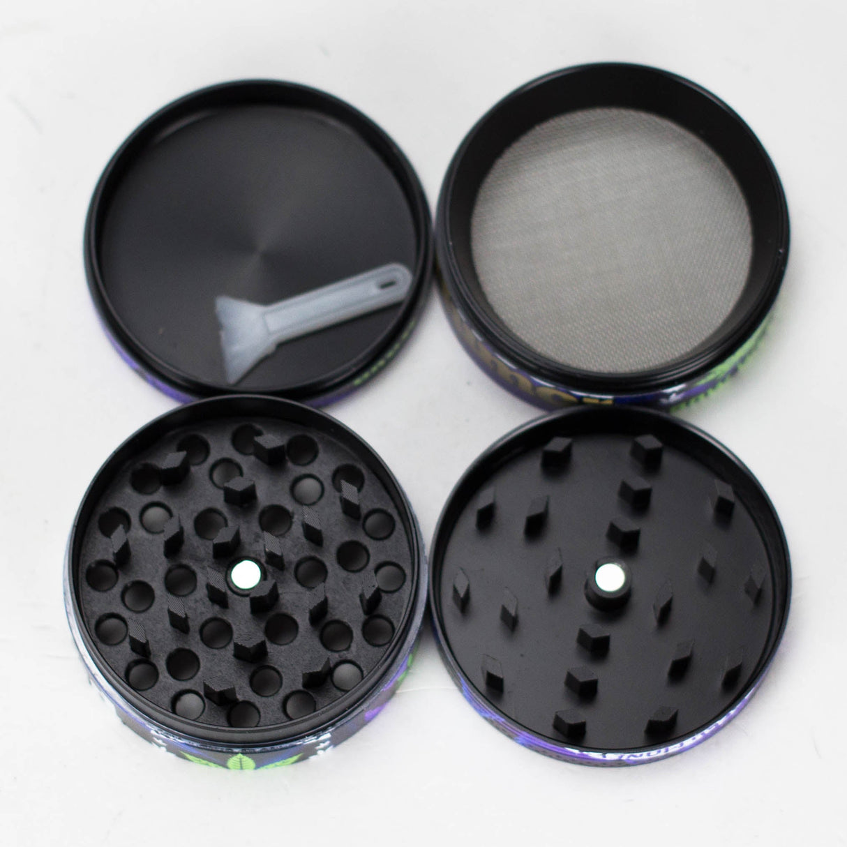 2" Metal Grinder 4 Layers with Weed Humor Design Box of 12 Display Pack 777 Smoke