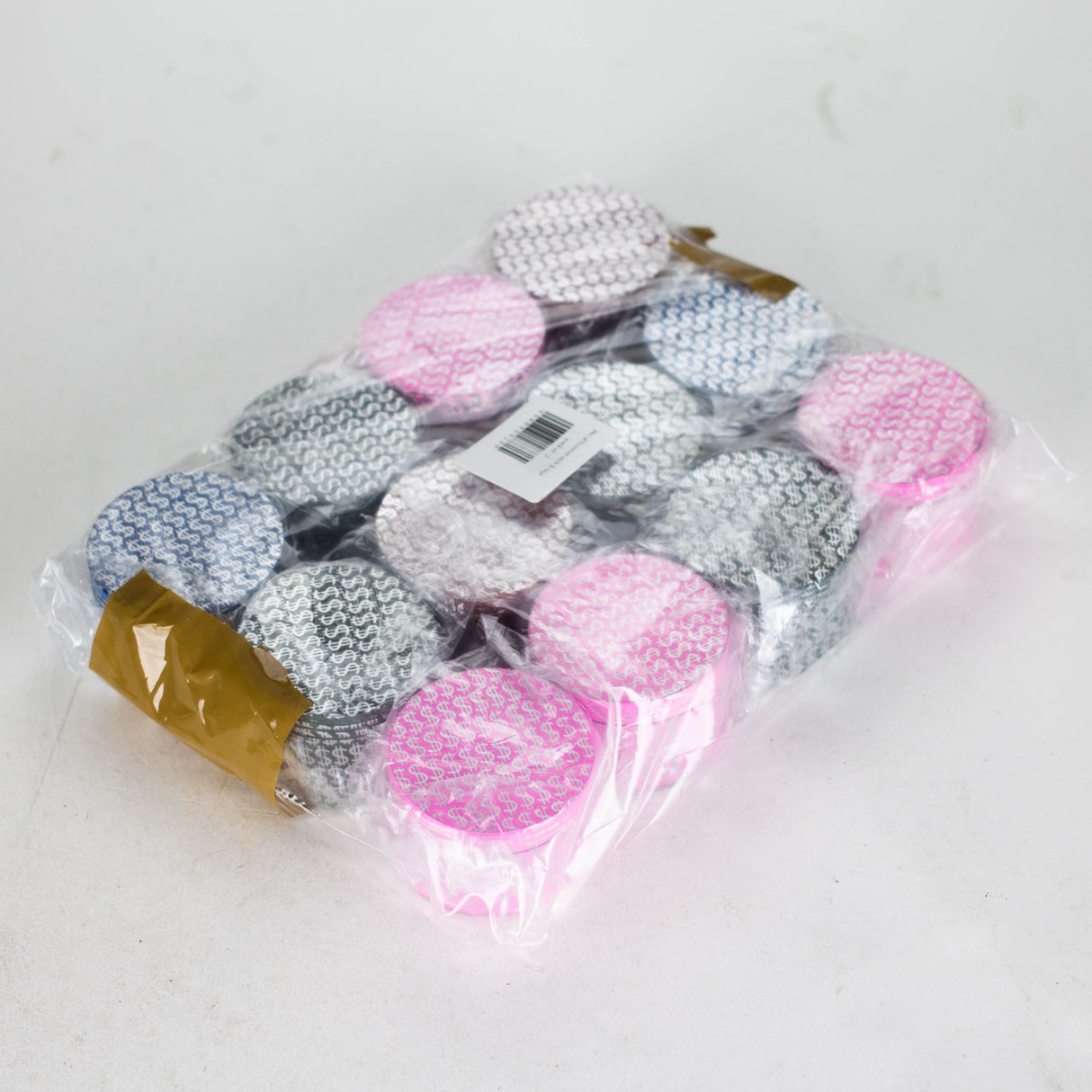 58mm Dollor sign aluminium grinder Pack of 12 Display Pack Bongzie Smokes