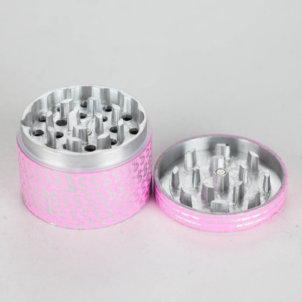 58mm Dollor sign aluminium grinder Pack of 12 Display Pack Bongzie Smokes