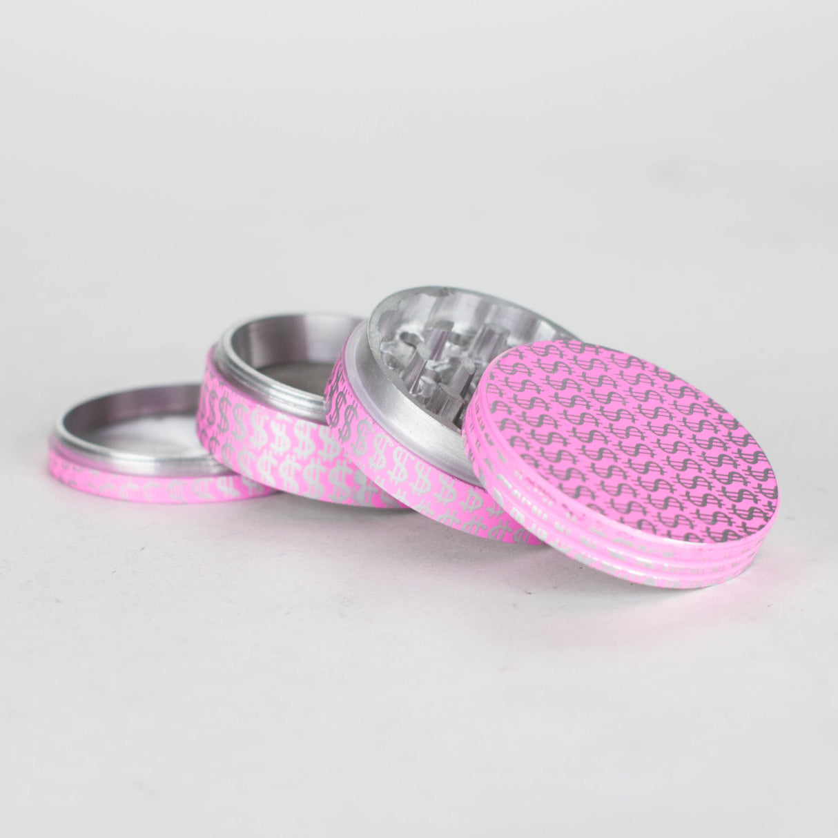 58mm Dollor sign aluminium grinder Pack of 12 Display Pack Bongzie Smokes