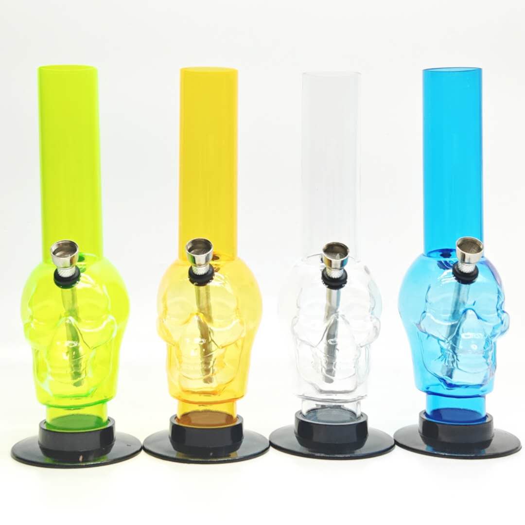 10" Acrylic Skull Design Water Pipe- Color Assorted Acrylic Bong Super Supplys Inc