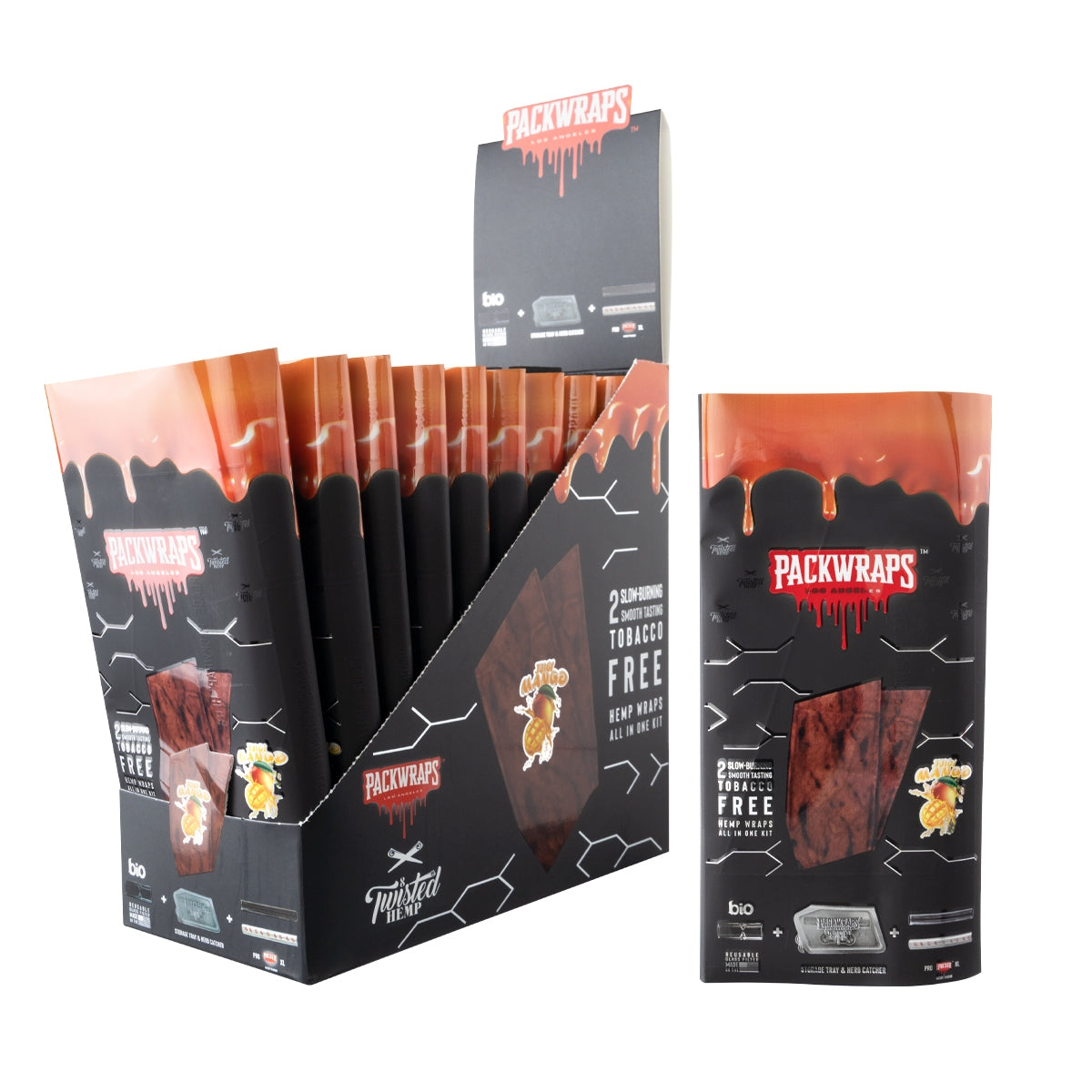 Packwraps X Twisted X Bio Wraps-10 CT Pre-rolled Cone (Display Pack) PINNACLE DISTRIBUTORS INC. Juicy Mango