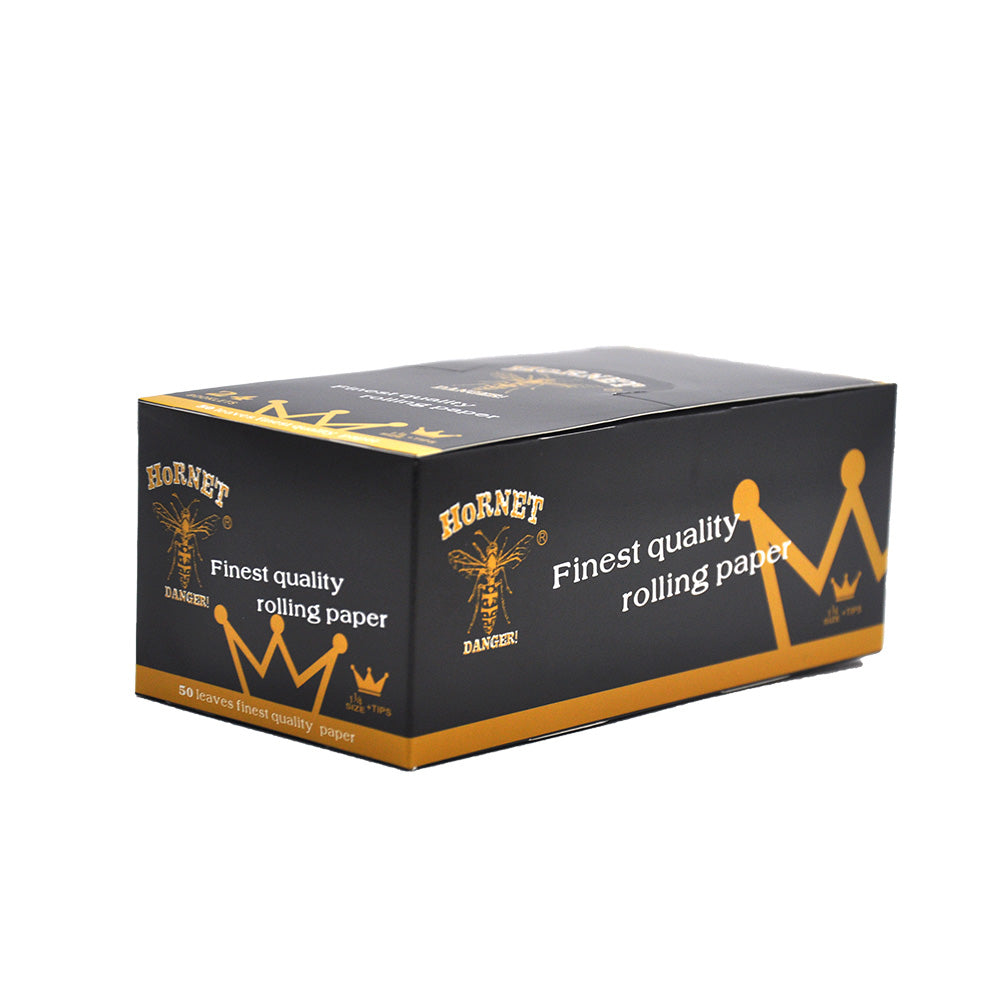 HORNET | Black 1-1/4 Size Rolling Paper With Tips 1 - 1/4" Size Super Supplys Inc