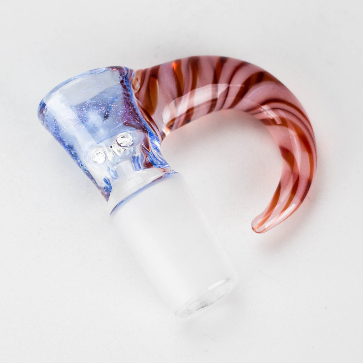 Shine Glassworks | 19mm 4 Hole Dichroic bowl with Horn - Made in Canada Bowl · Banger · Oil Burner Smoking Cat Distribution Purple/Red