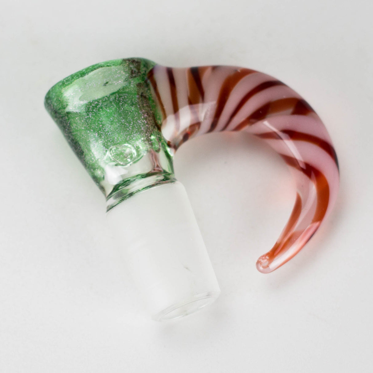 Shine Glassworks | 19mm 4 Hole Dichroic bowl with Horn - Made in Canada Bowl · Banger · Oil Burner Smoking Cat Distribution Green/Red