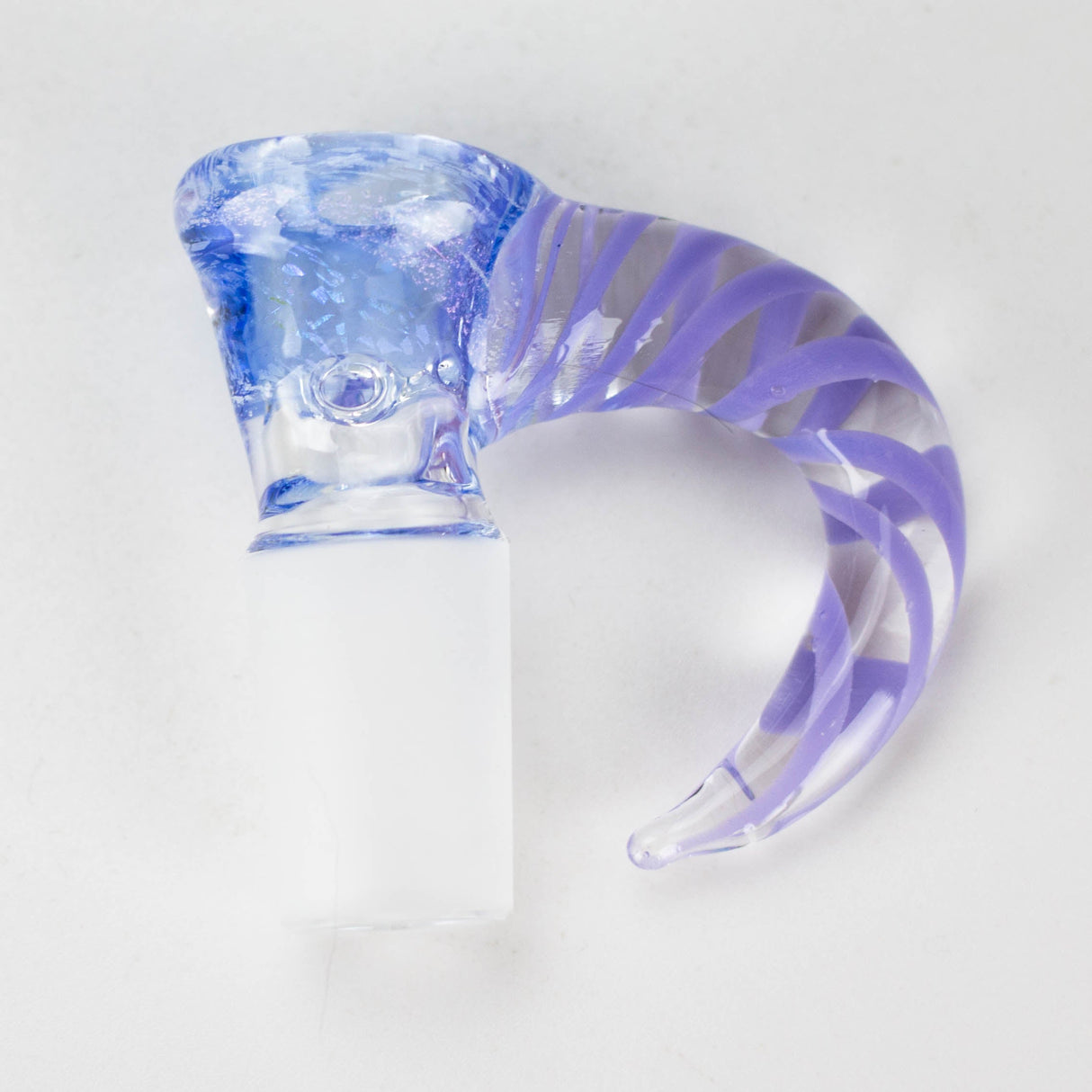 Shine Glassworks | 19mm 4 Hole Dichroic bowl with Horn - Made in Canada Bowl · Banger · Oil Burner Smoking Cat Distribution Purple