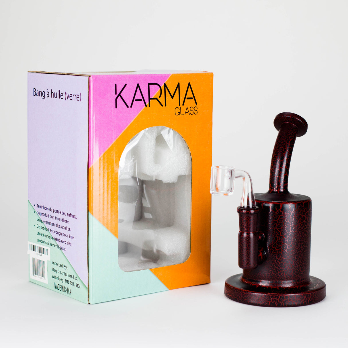 Karma | 6" Red Lightning Plated Inline Glass Dab Rig Glass Rig Maq Distributors
