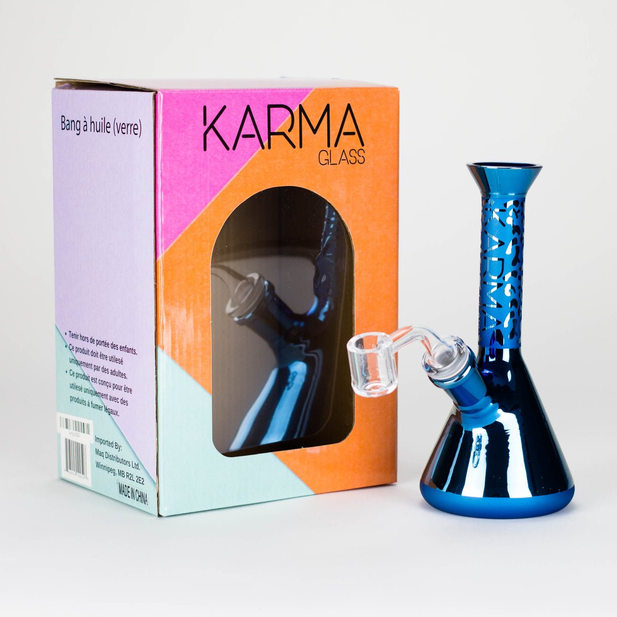 Karma | 7" Metallic Sandblasted Beaker Glass Dab Rig Glass Rig Maq Distributors
