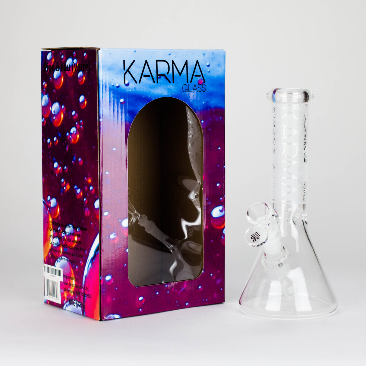 Karma | 9" Beaker Sandblasted Glass Bong Glass Bong Maq Distributors